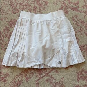 ALO Yoga White Pleated Skater Mini Skirt